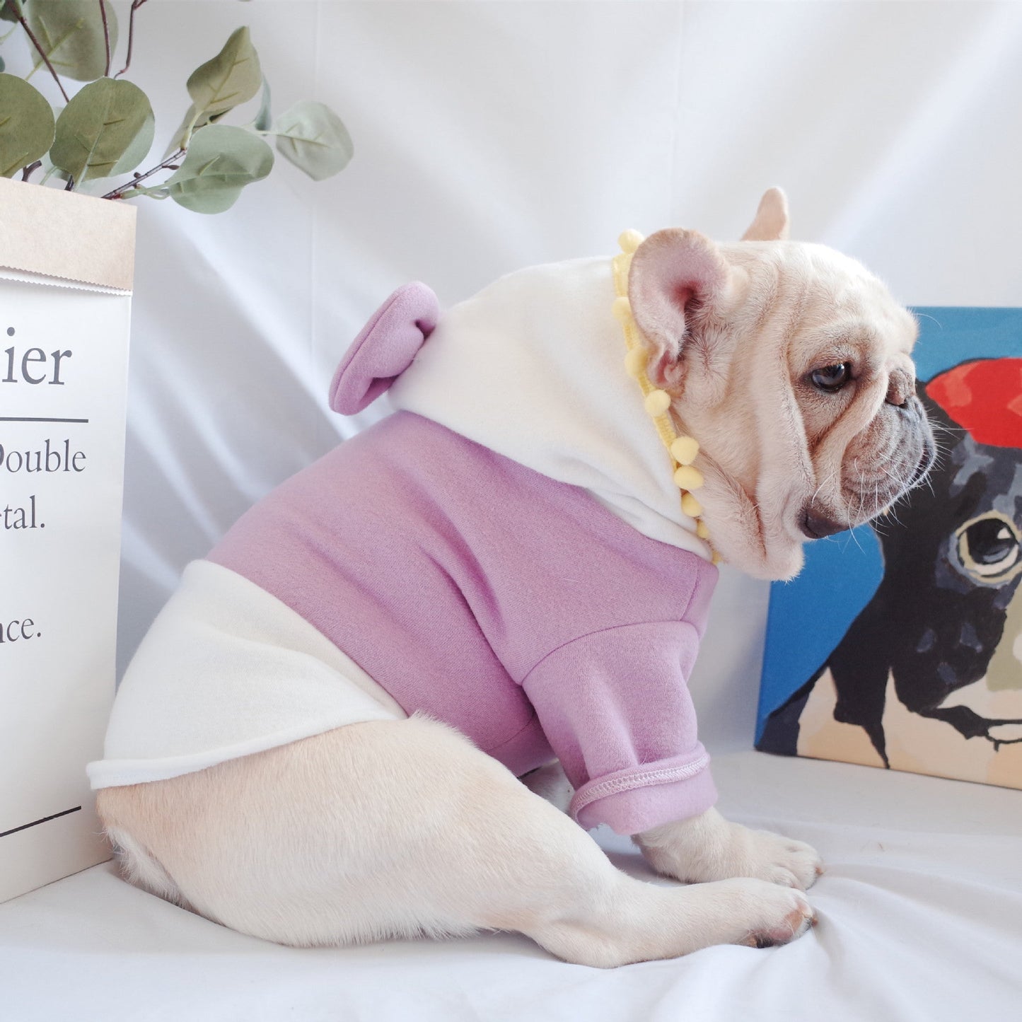 Autumn And Winter Fat Dog Purple Fleece Bow Sweater Purrfect Pawz