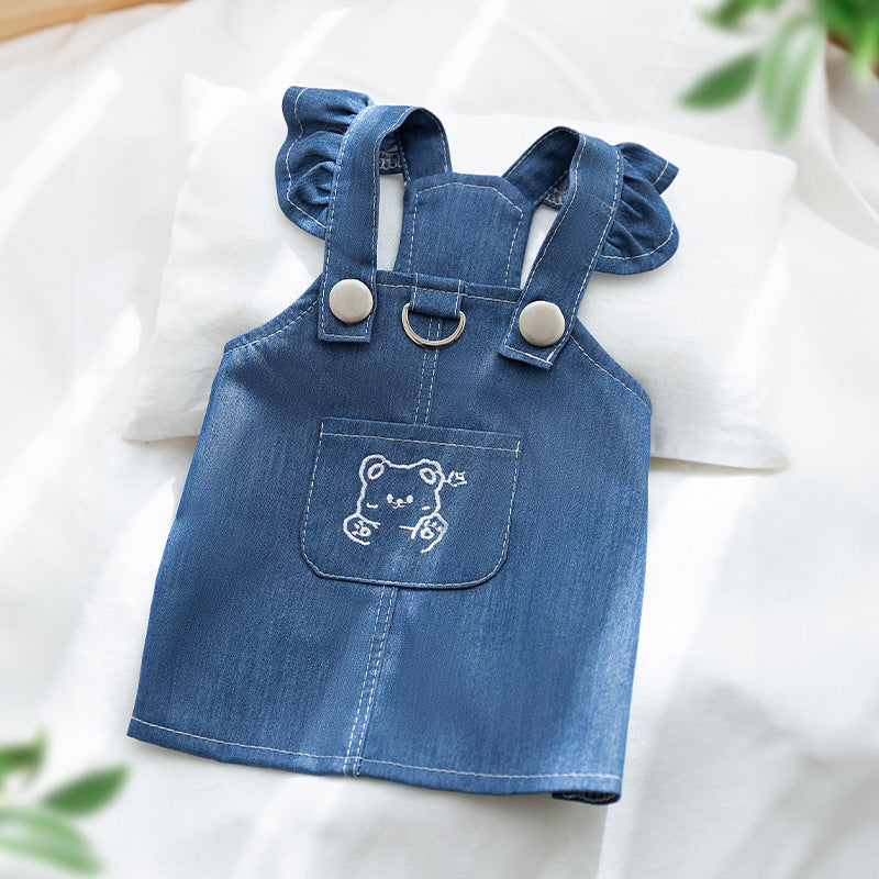 Dog Cat Classic Denim Clothes And Dresses Puppy Anti-lint Summer Thin Bichon Pet Clothing Small Dog Purrfect Pawz