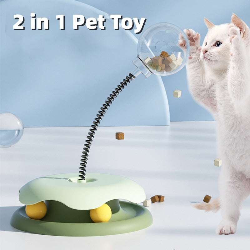 Cat Leakage Food 2 In 1 Toys Turntable Ball Toys Kitten Funny Cat Training Spring Ball Cat Supplies Pet Products Purrfect Pawz