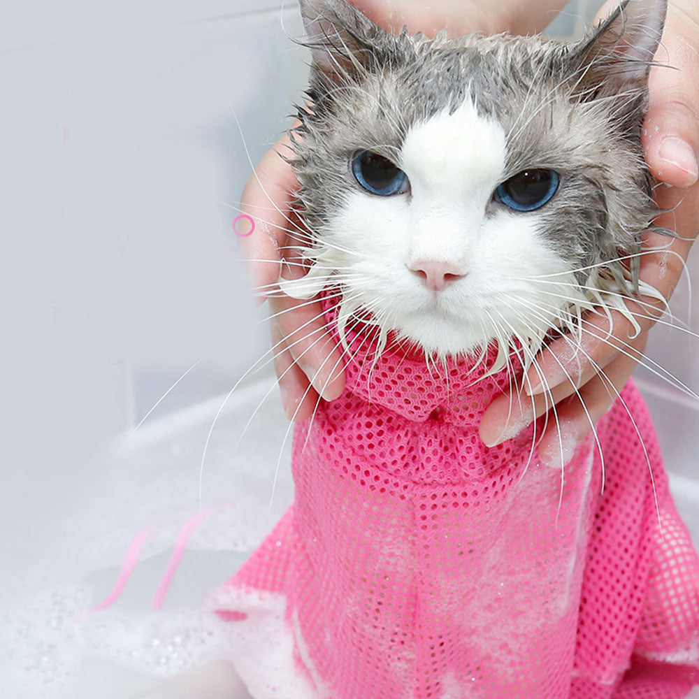 Mesh Cat Bathing Bag Cats Grooming Washing Bags Purrfect Pawz
