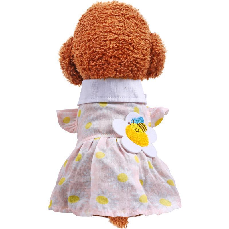 New Pet Clothes Cat Clothes Yellow Plaid Sunflower Bee Skirt Purrfect Pawz