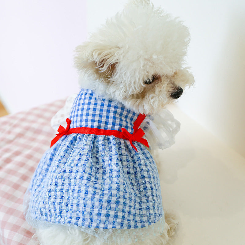 New Pet Clothes Cat Clothes Yellow Plaid Sunflower Bee Skirt Purrfect Pawz