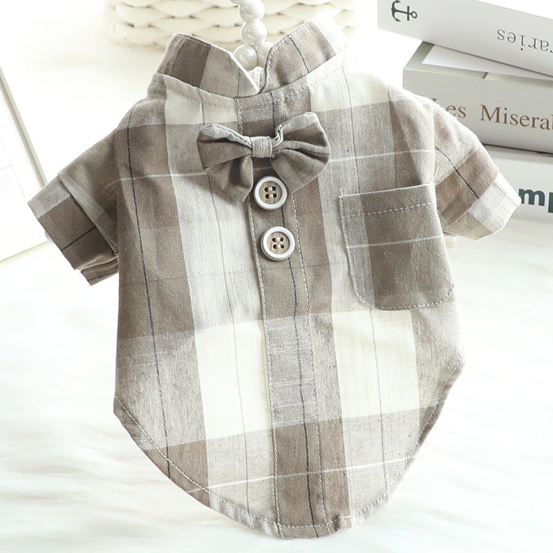 Dog Clothes Summer Thin Cat Bow Tie Chinese Stand Collar Shirt Dress Wholesale Small Dog Pet Purrfect Pawz