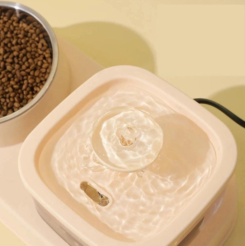 Cat Water Dispenser And Feeding Bowl 2-in-1, Dry And Wet Separation Automatic Water Dispenser Sturdy Cat Feeding Bowl Cat And Dog Feeding Supplies Easy To Clean Flow Design Purrfect Pawz