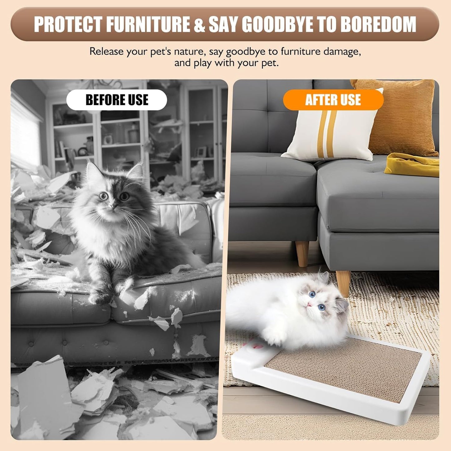 Cat Scratcher Toy Interactive Whack A Mole Cat Toy Cardboard Cat Scratcher Cat Scratching Board Cat Scratching Pad For Indoor Cats Cat Enrichment Toys Purrfect Pawz