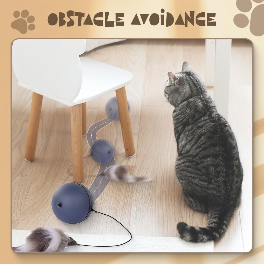 Interactive Cat Ball Toy Automatic Moving Dog Cat Balls Motion Activate Electric Cat Toy Cat Enrichment Toys For Bored Indoor Cats Dogs Smart Self Rolling Cat Ball Toys Purrfect Pawz