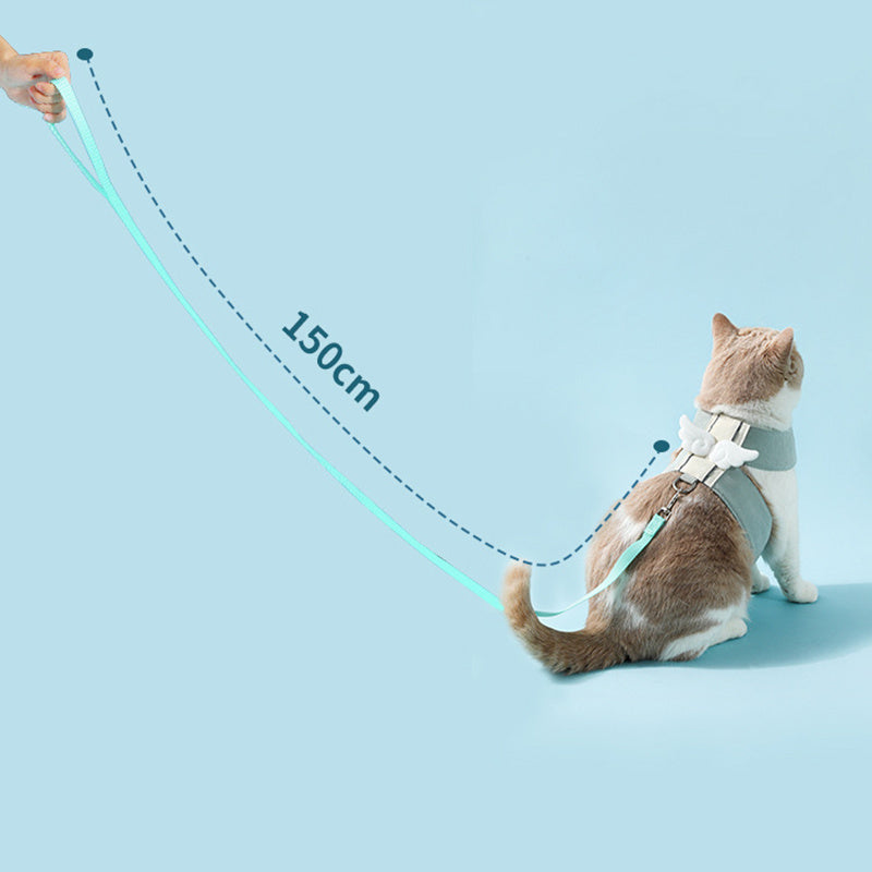 Adjustable Pet Cat Leash Set, Angel Wings Design, Breathable, And Soft For Comfort Cat Harness And Leash Set, Adjustable Gradient Kitten Harness Escape Proof Harness With Leash For Kitty Purrfect Pawz