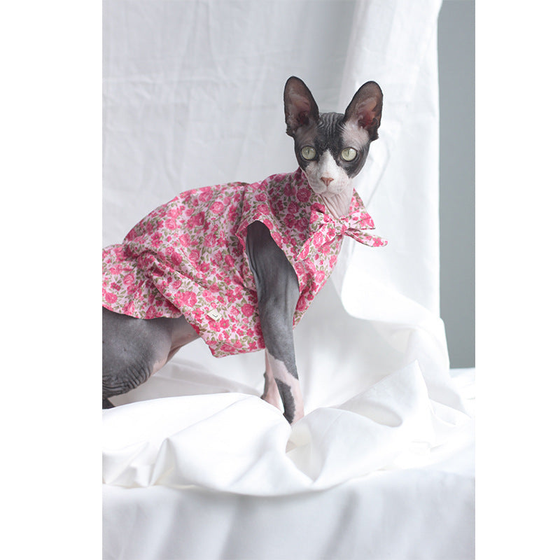 Cat Clothes Summer Thin Floral Dress Sphinx Hairless Purrfect Pawz