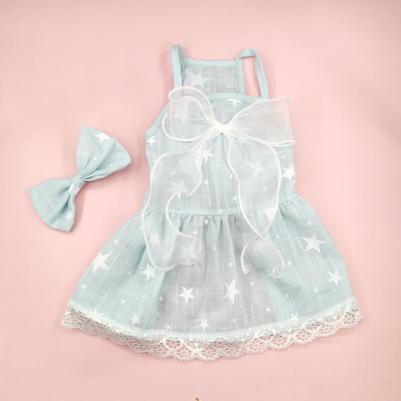Spring And Summer Dog Clothes Cat Clothing Pet Cotton Floral Slip Dress Mesh Skirt Dress Purrfect Pawz