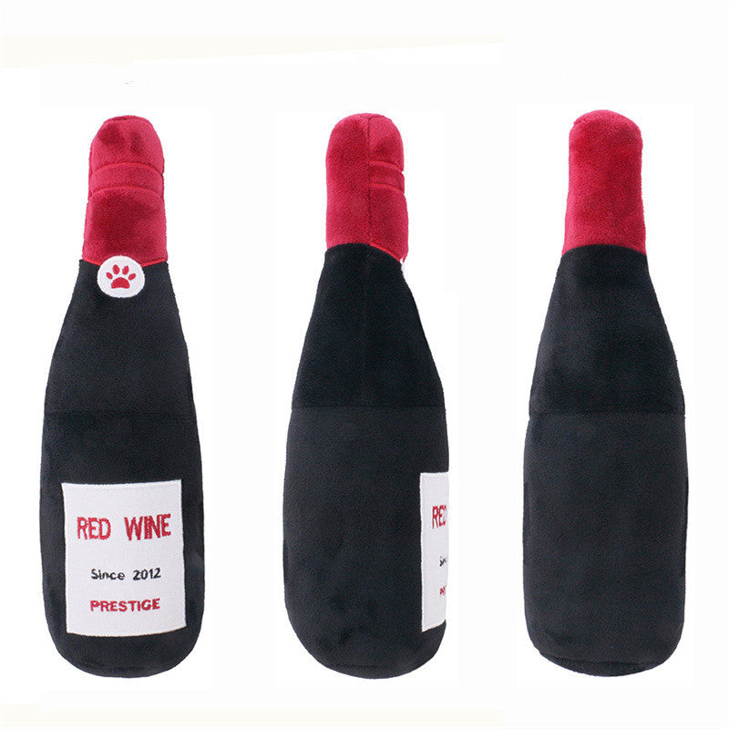 Pet Cats And Dogs Vocal Toys Plush Wine Bottle Chewing Teeth Stick Donut Small Purrfect Pawz