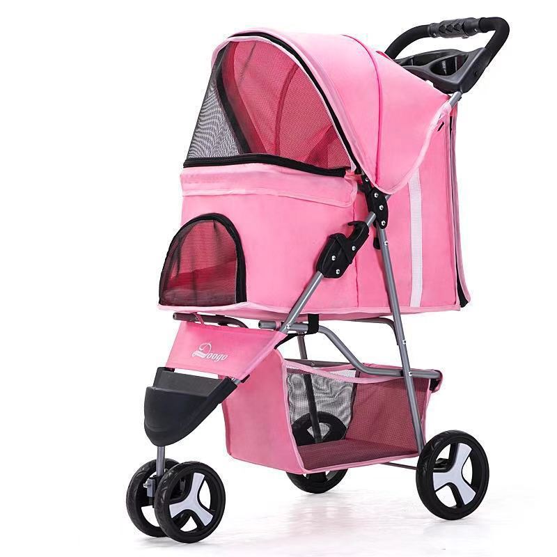 Lightweight Folding Pet Trolley Dogs And Cats Dog Out Stroller Three-wheeled Pet Stroller Dog Out Stroller Supplies Purrfect Pawz