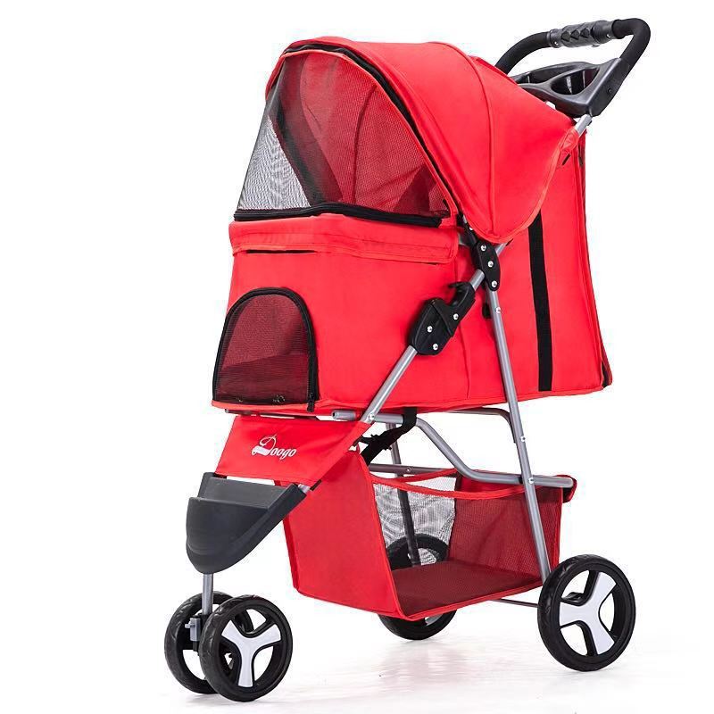 Lightweight Folding Pet Trolley Dogs And Cats Dog Out Stroller Three-wheeled Pet Stroller Dog Out Stroller Supplies Purrfect Pawz
