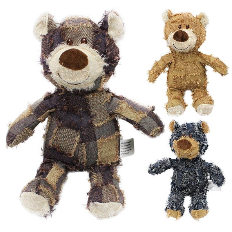 Cute Pet Dog Cat Plush Squeak Sound Dog Toys Bear Shape Pet Dogs Bite Resistant Molar Chew Toys Pets Interactive Training Toys Pet Products Purrfect Pawz