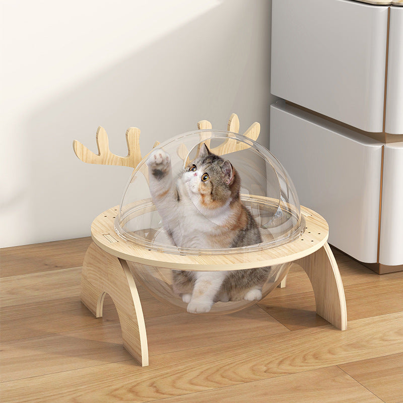 Antlers Cat Nest Four Seasons Universal Pet Supplies Chamfer Space Capsule Solid Wood Cat Bed Purrfect Pawz