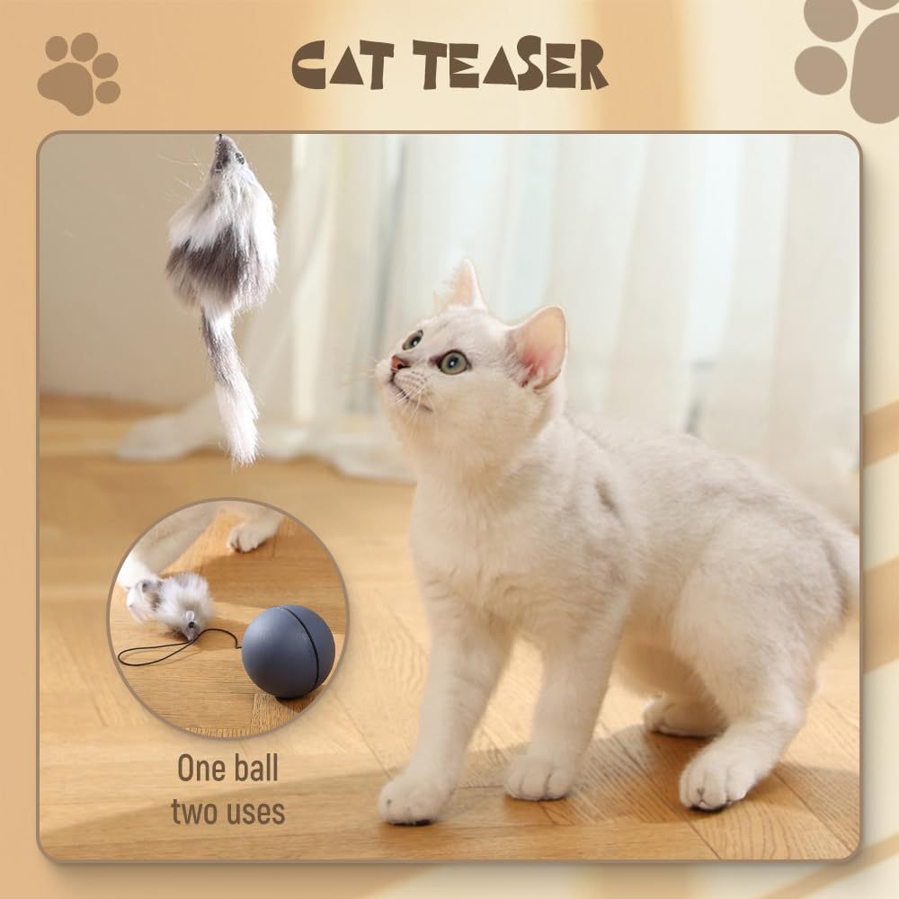 Interactive Cat Ball Toy Automatic Moving Dog Cat Balls Motion Activate Electric Cat Toy Cat Enrichment Toys For Bored Indoor Cats Dogs Smart Self Rolling Cat Ball Toys Purrfect Pawz