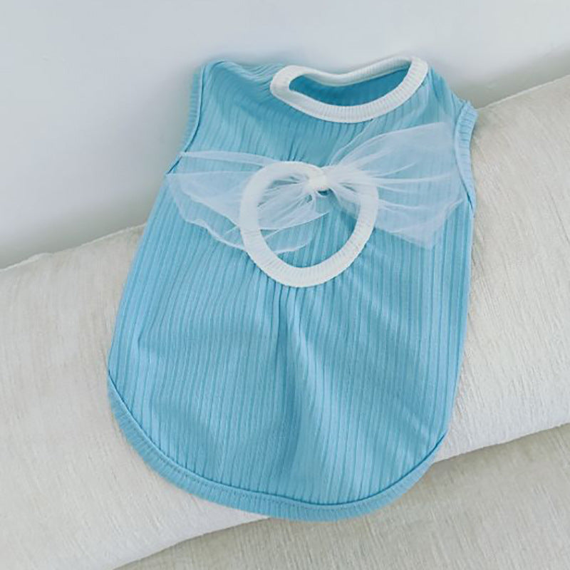 Spring And Summer Dog Japanese And Korean Style Thin Vest Bow Cute Style Vest Small Dog Cat Pet Dog Clothes Purrfect Pawz
