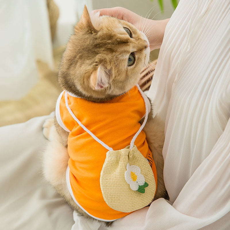 Breathable Summer Woven Satchel Cat Clothes Vest Purrfect Pawz