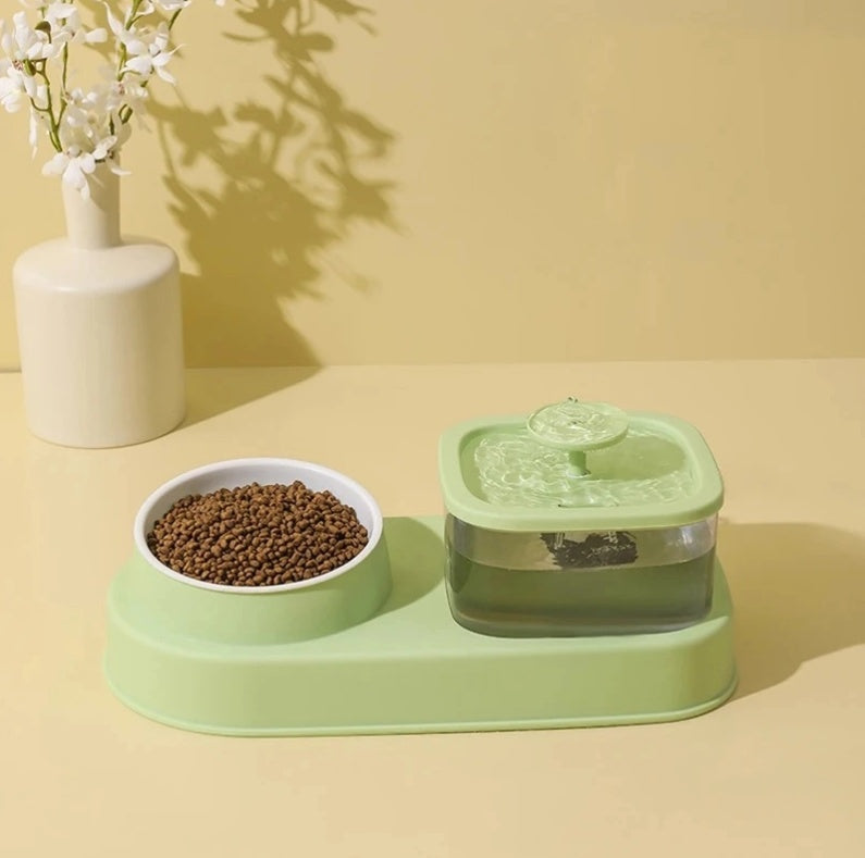 Cat Water Dispenser And Feeding Bowl 2-in-1, Dry And Wet Separation Automatic Water Dispenser Sturdy Cat Feeding Bowl Cat And Dog Feeding Supplies Easy To Clean Flow Design Purrfect Pawz