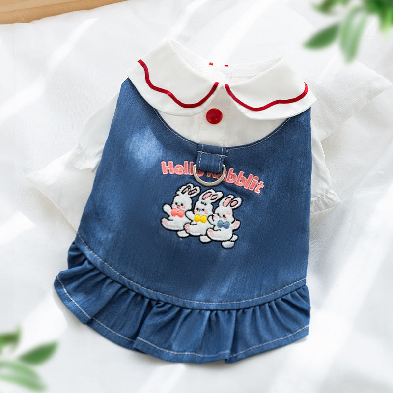 Dog Cat Classic Denim Clothes And Dresses Puppy Anti-lint Summer Thin Bichon Pet Clothing Small Dog Purrfect Pawz