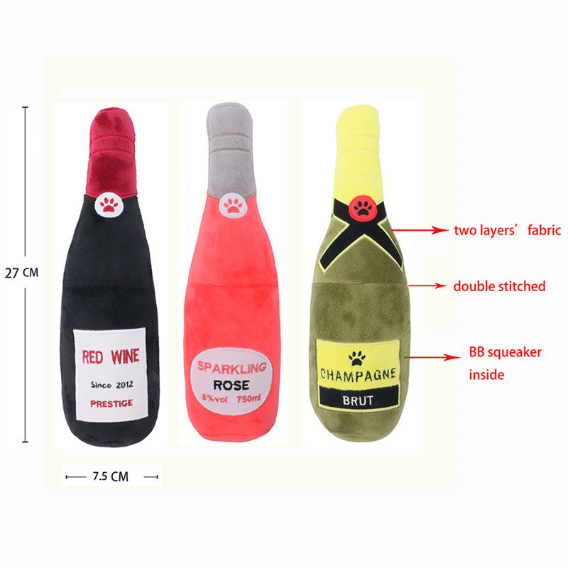 Pet Cats And Dogs Vocal Toys Plush Wine Bottle Chewing Teeth Stick Donut Small Purrfect Pawz