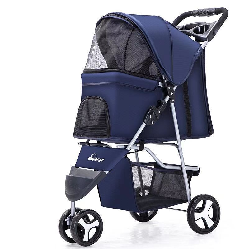 Lightweight Folding Pet Trolley Dogs And Cats Dog Out Stroller Three-wheeled Pet Stroller Dog Out Stroller Supplies Purrfect Pawz