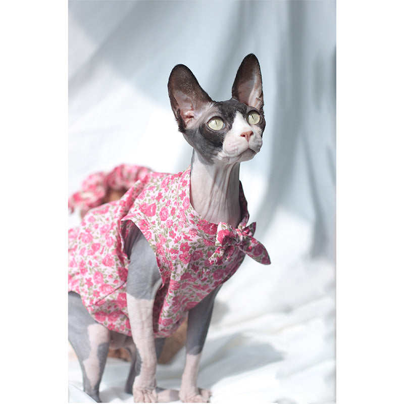 Cat Clothes Summer Thin Floral Dress Sphinx Hairless Purrfect Pawz