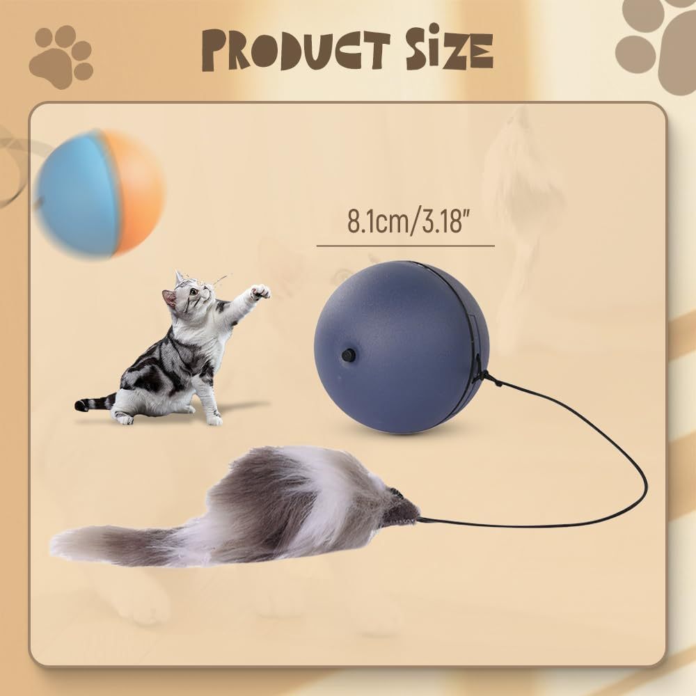 Interactive Cat Ball Toy Automatic Moving Dog Cat Balls Motion Activate Electric Cat Toy Cat Enrichment Toys For Bored Indoor Cats Dogs Smart Self Rolling Cat Ball Toys Purrfect Pawz