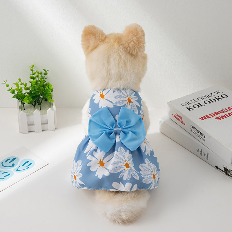New Summer Ultra-thin Cool Pet Clothes Dog Cat Pet Fashion Floral Butterfly Knot Princess Dress Purrfect Pawz
