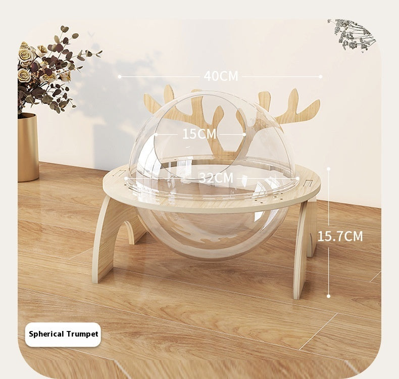 Antlers Cat Nest Four Seasons Universal Pet Supplies Chamfer Space Capsule Solid Wood Cat Bed Purrfect Pawz