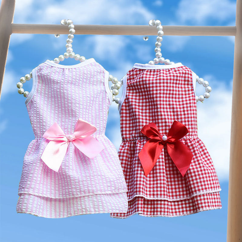 Spring Summer And Autumn New Plaid Pet Cat Clothes Supplies Stripes Purrfect Pawz