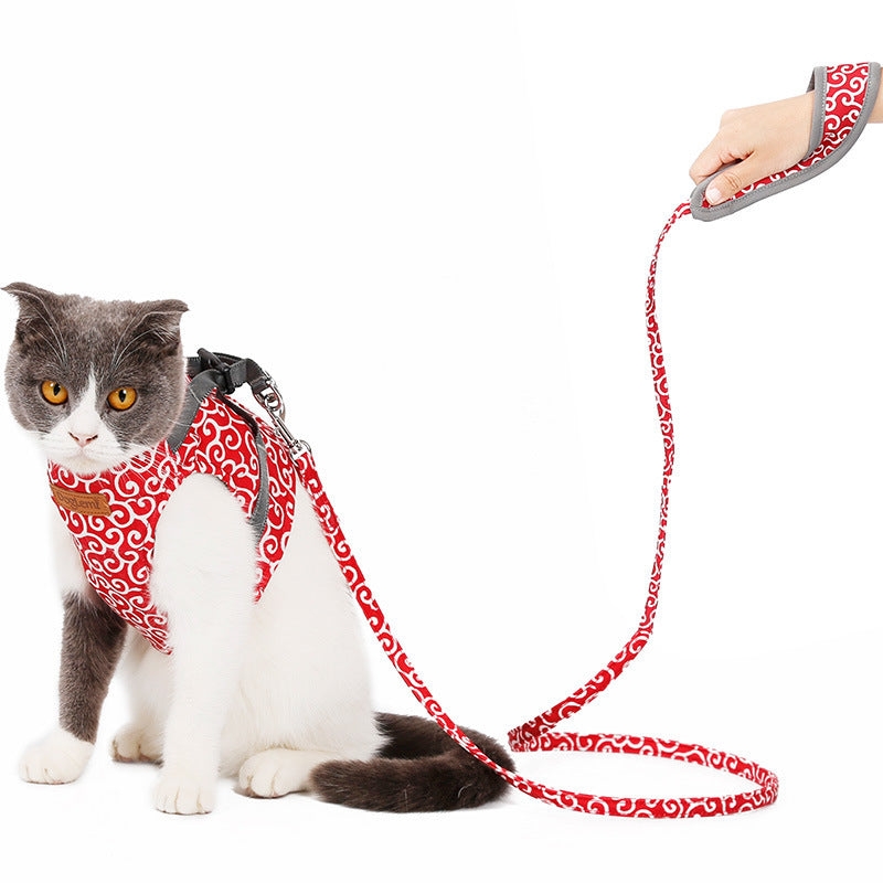 Cat Traction Rope Chest Harness Cat Vest Style Clothes Purrfect Pawz