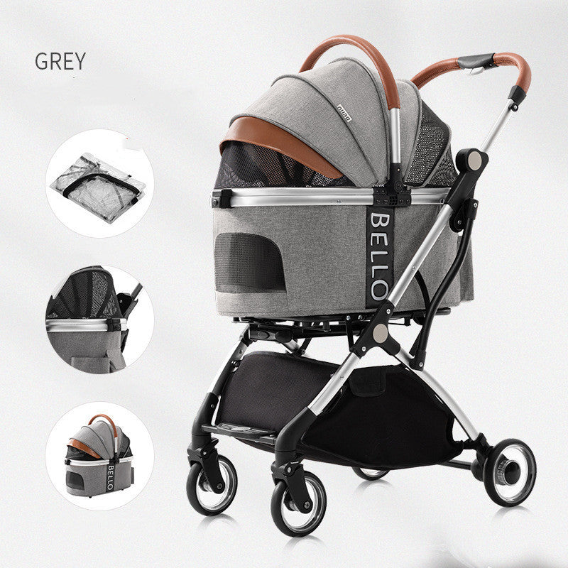 Dog Walking Pet Stroller Teddy Dog Four-wheel Universal Folding Cart Purrfect Pawz