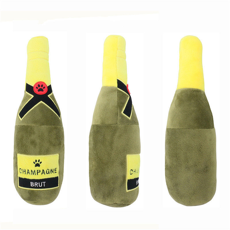 Pet Cats And Dogs Vocal Toys Plush Wine Bottle Chewing Teeth Stick Donut Small Purrfect Pawz