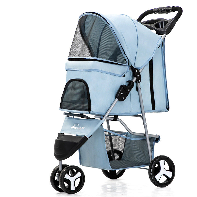 Lightweight Folding Pet Trolley Dogs And Cats Dog Out Stroller Three-wheeled Pet Stroller Dog Out Stroller Supplies Purrfect Pawz