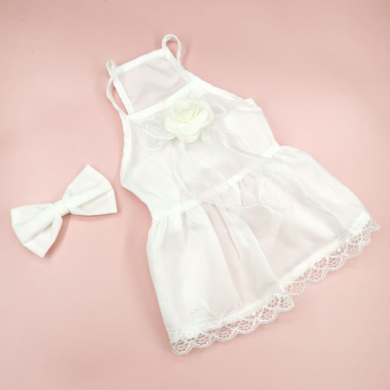 Spring And Summer Dog Clothes Cat Clothing Pet Cotton Floral Slip Dress Mesh Skirt Dress Purrfect Pawz