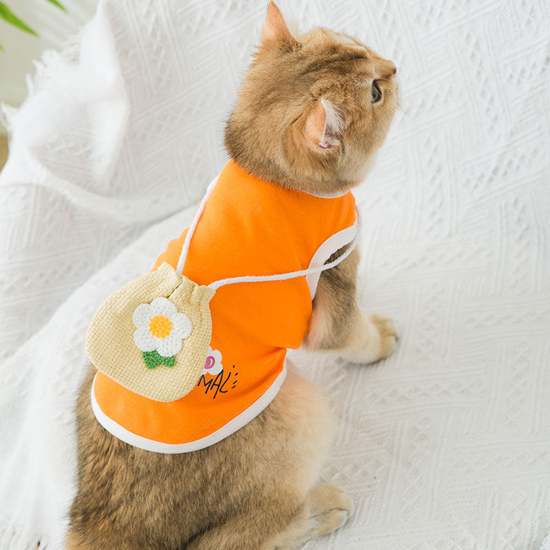 Breathable Summer Woven Satchel Cat Clothes Vest Purrfect Pawz
