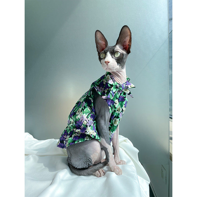 Cat Clothes Summer Thin Floral Dress Sphinx Hairless Purrfect Pawz