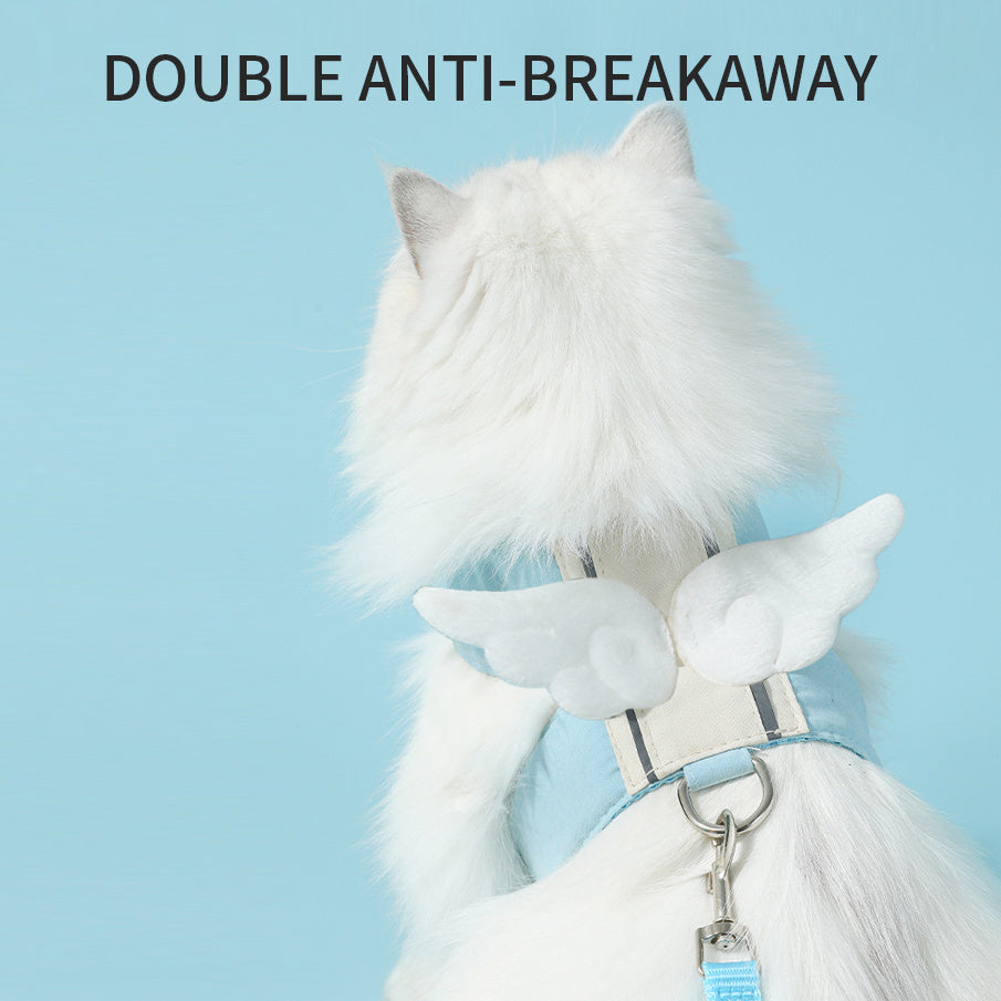 Adjustable Pet Cat Leash Set, Angel Wings Design, Breathable, And Soft For Comfort Cat Harness And Leash Set, Adjustable Gradient Kitten Harness Escape Proof Harness With Leash For Kitty Purrfect Pawz