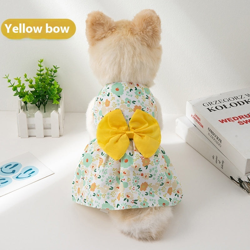 New Summer Ultra-thin Cool Pet Clothes Dog Cat Pet Fashion Floral Butterfly Knot Princess Dress Purrfect Pawz