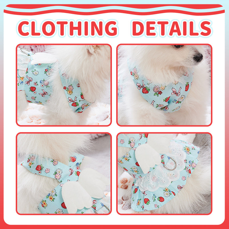 Dog Harness Dress With Leash Set Cute Puppy Dresses With Angel Wings Fashion Outfit Clothing Chihuahua Clothes Pet Harness Set Purrfect Pawz