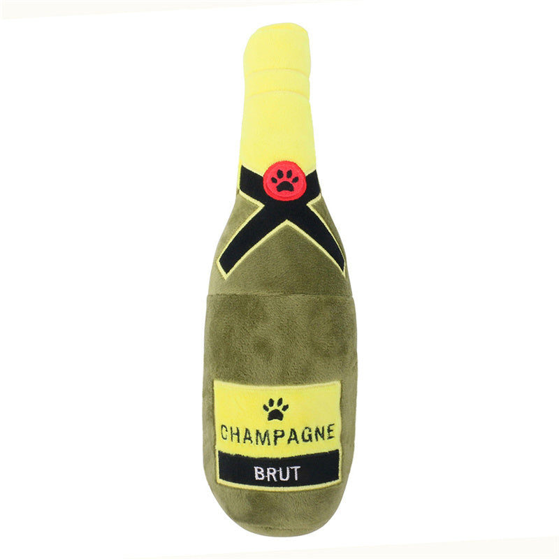 Pet Cats And Dogs Vocal Toys Plush Wine Bottle Chewing Teeth Stick Donut Small Purrfect Pawz