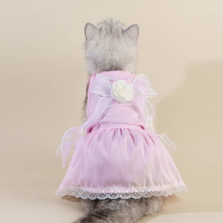 Spring And Summer Dog Clothes Cat Clothing Pet Cotton Floral Slip Dress Mesh Skirt Dress Purrfect Pawz