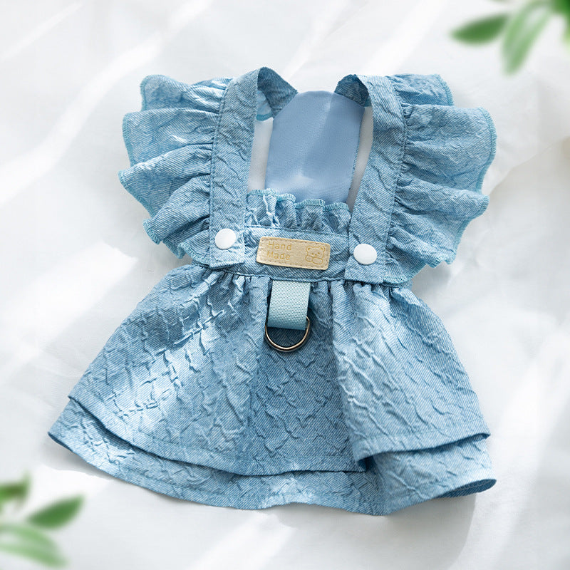 Dog Cat Classic Denim Clothes And Dresses Puppy Anti-lint Summer Thin Bichon Pet Clothing Small Dog Purrfect Pawz