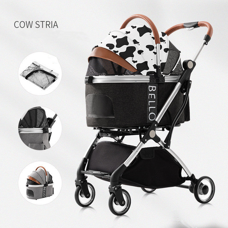 Dog Walking Pet Stroller Teddy Dog Four-wheel Universal Folding Cart Purrfect Pawz