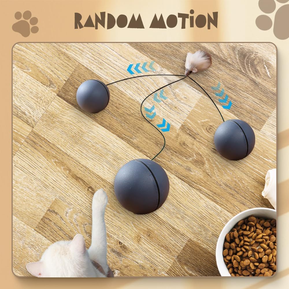 Interactive Cat Ball Toy Automatic Moving Dog Cat Balls Motion Activate Electric Cat Toy Cat Enrichment Toys For Bored Indoor Cats Dogs Smart Self Rolling Cat Ball Toys Purrfect Pawz