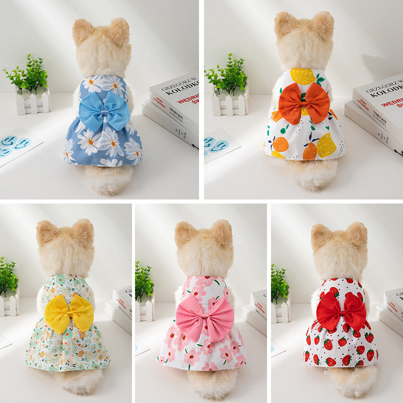 New Summer Ultra-thin Cool Pet Clothes Dog Cat Pet Fashion Floral Butterfly Knot Princess Dress Purrfect Pawz