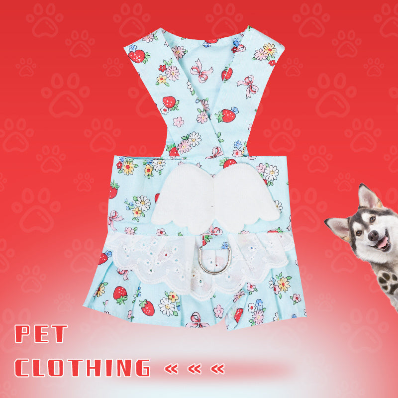 Dog Harness Dress With Leash Set Cute Puppy Dresses With Angel Wings Fashion Outfit Clothing Chihuahua Clothes Pet Harness Set Purrfect Pawz