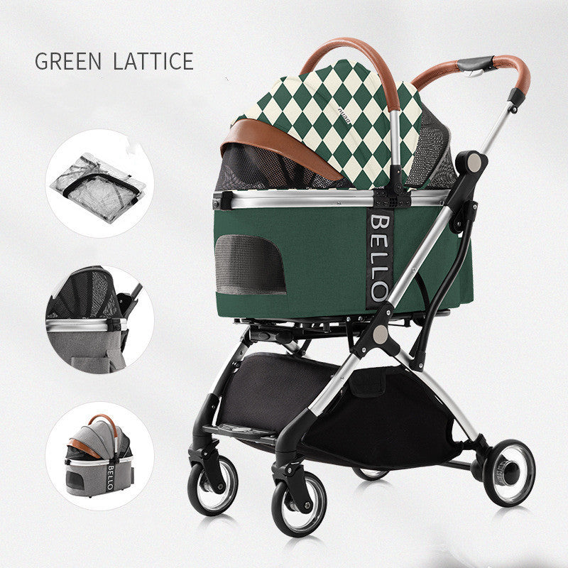 Dog Walking Pet Stroller Teddy Dog Four-wheel Universal Folding Cart Purrfect Pawz