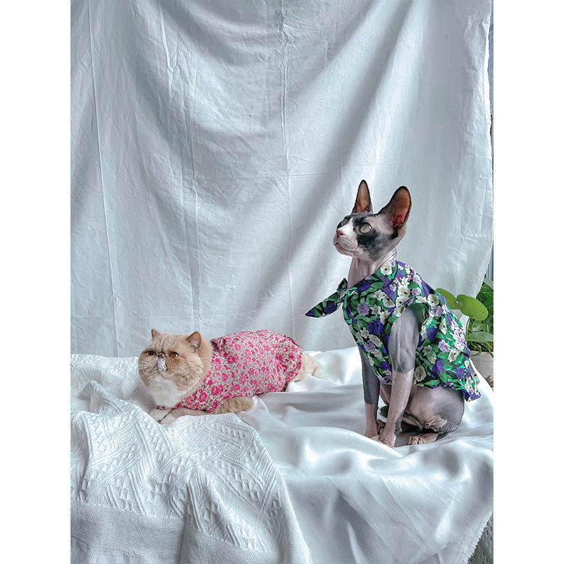 Cat Clothes Summer Thin Floral Dress Sphinx Hairless Purrfect Pawz