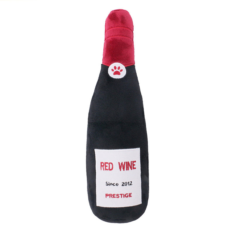 Pet Cats And Dogs Vocal Toys Plush Wine Bottle Chewing Teeth Stick Donut Small Purrfect Pawz